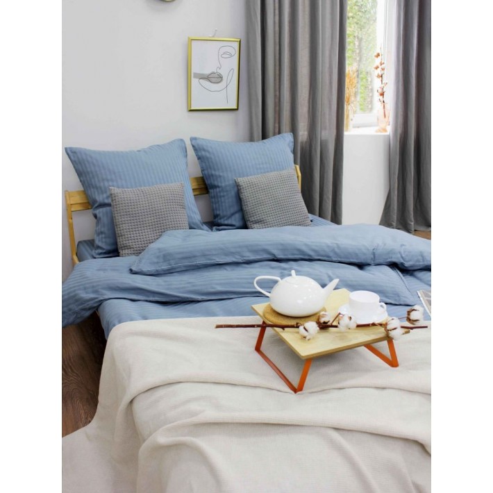 Комплект постельного белья 1,5 спальный из сатина-страйп с наволочками 70х70 2 шт Однотонное Cotton Line