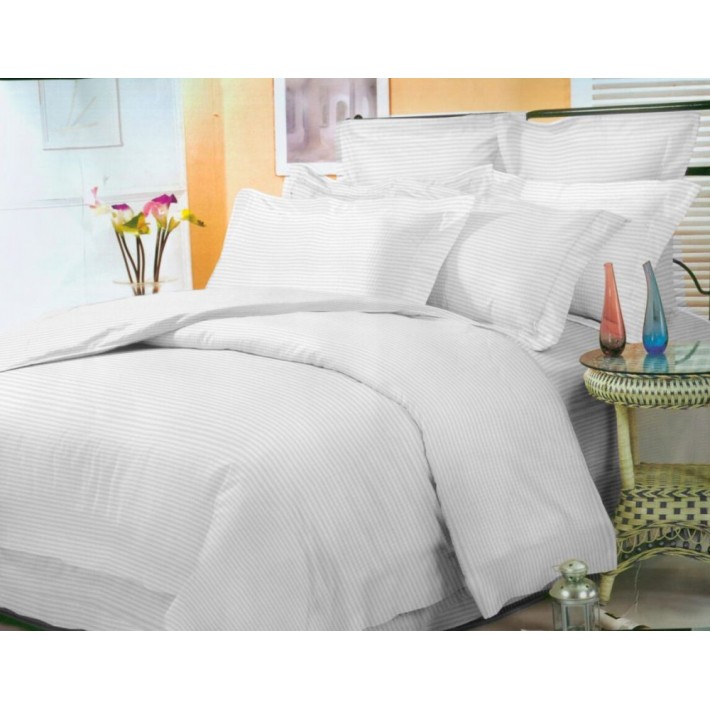 Комплект постельного белья евро из сатина-страйп с наволочками 50х70 2 шт и с наволочками 70х70 2 шт Однотонное Cotton Line