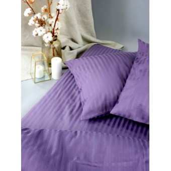 Комплект постельного белья         семейный из сатина-страйп        с наволочками 70х70 2 шт Однотонное Cotton Line  