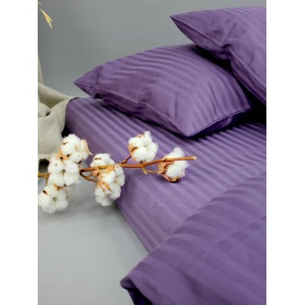 Комплект постельного белья         семейный из сатина-страйп        с наволочками 70х70 2 шт Однотонное Cotton Line  