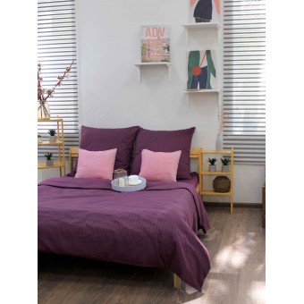 Комплект постельного белья         семейный из сатина-страйп        с наволочками 70х70 2 шт Однотонное Cotton Line  