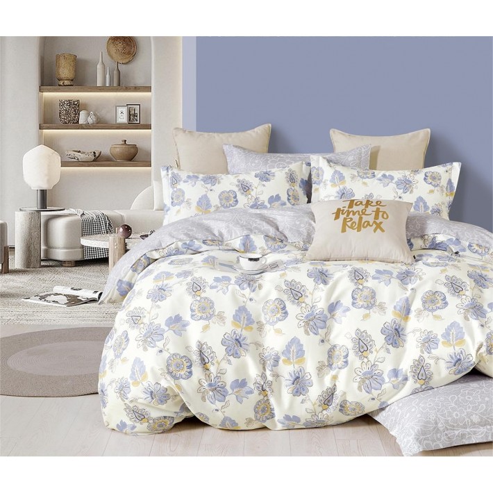 Комплект постельного белья евро из сатина с наволочками 50х70 2 шт и с наволочками 70х70 2 шт Цветы Retrouyt