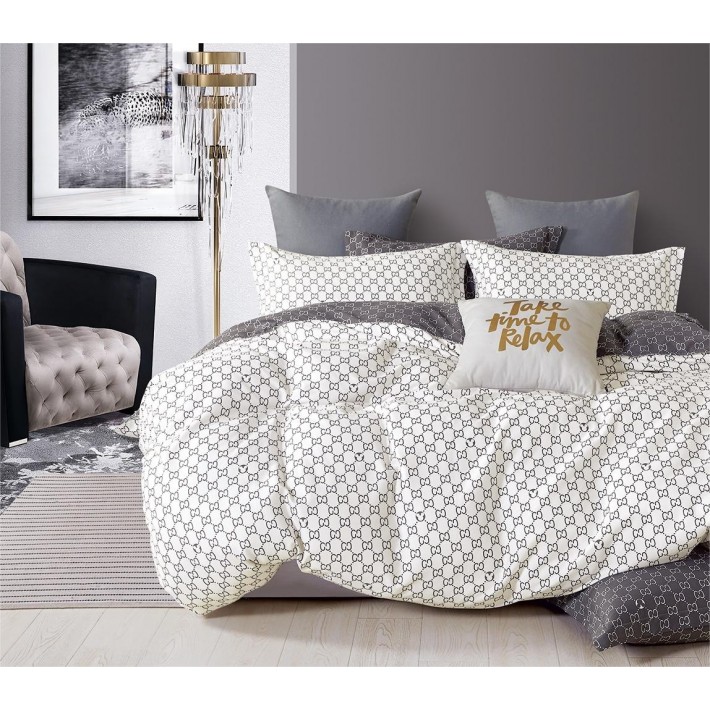 Комплект постельного белья евро из сатина с наволочками 50х70 2 шт и с наволочками 70х70 2 шт Узор Retrouyt