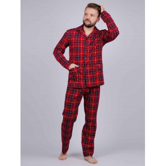 Пижама  мужская       из кулирки   на пуговицах рубашка с брюками