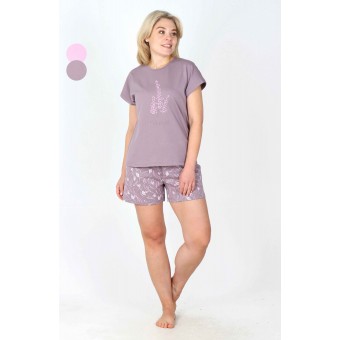 Пижама  женская       трикотажная    футболка с шортами