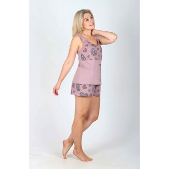 Пижама  женская       трикотажная    футболка с шортами