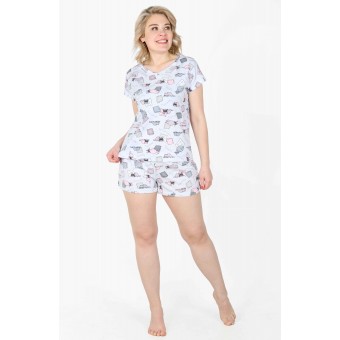 Пижама  женская       трикотажная    футболка с шортами