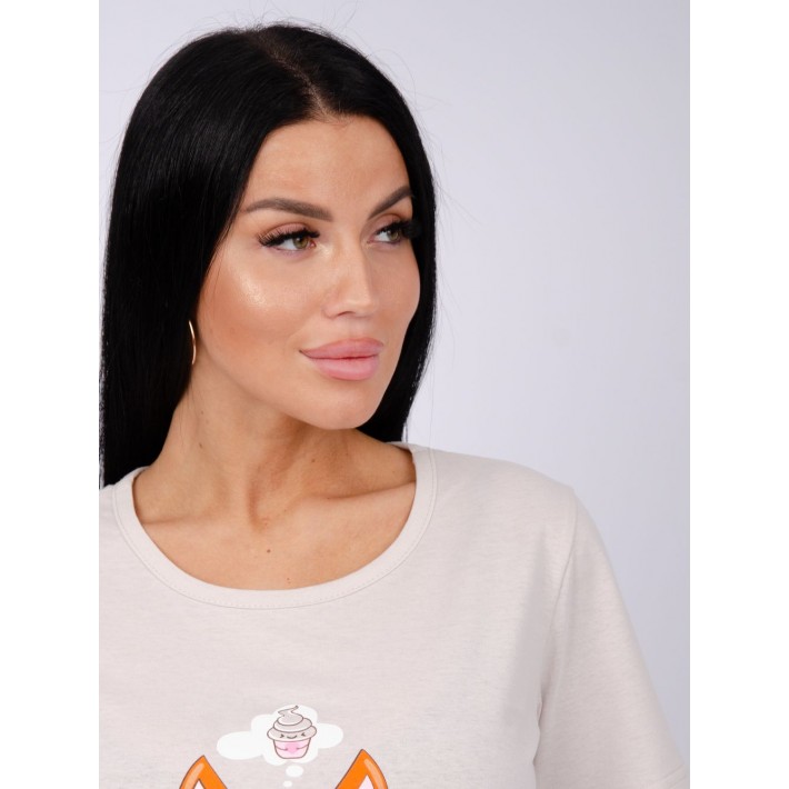 Пижама женская из кулирки футболка с шортами Животные