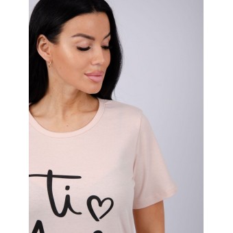 Пижама  женская       из кулирки    футболка с шортами   бежевая