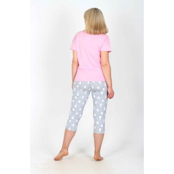 Пижама  женская       кулирка    футболка + бриджи   в ассортименте