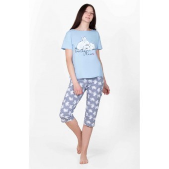 Пижама  женская       кулирка    футболка + бриджи   в ассортименте