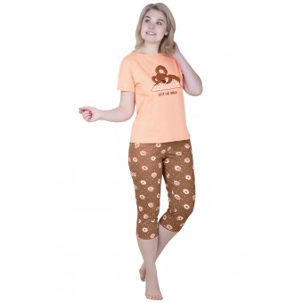 Пижама  женская       кулирка    футболка + бриджи   в ассортименте