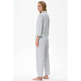 Пижама  женская       трикотажная    рубашка с брюками   Белый, Зеленый