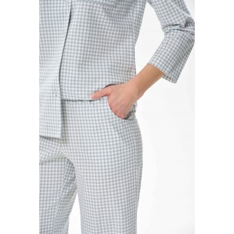 Пижама  женская       трикотажная    рубашка с брюками   Белый, Зеленый