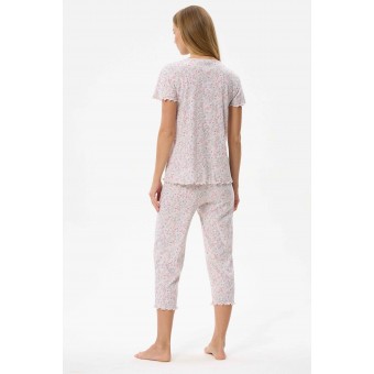 Пижама  женская       Пенье    футболка с бриджами   Бежевый, Розовый