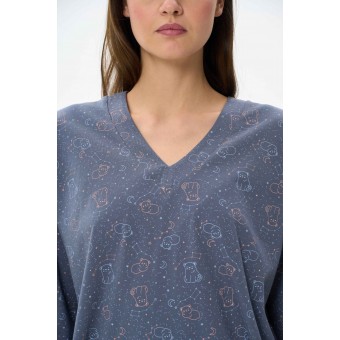 Пижама  женская       трикотажная    кофта с брюками   синяя