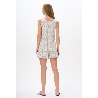 Пижама  женская       трикотажная    майка с шортами   бежевая