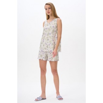 Пижама  женская       трикотажная    майка с шортами   бежевая