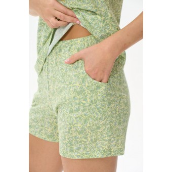Пижама  женская       трикотажная    майка с шортами   Салатовый
