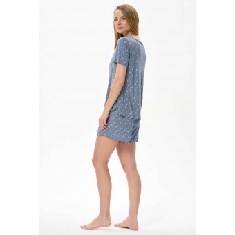Пижама  женская       из вискозы    футболка с шортами   голубая