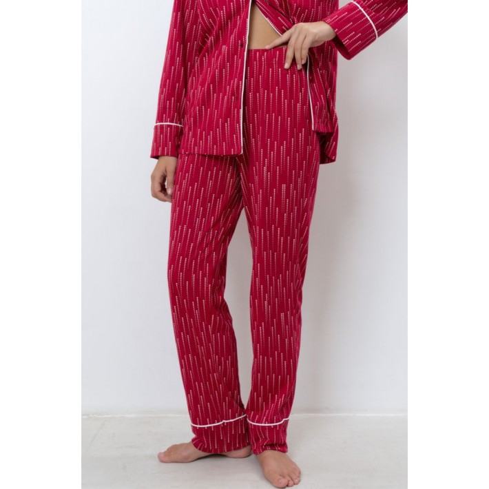Пижама женская трикотажная рубашка с брюками розовая