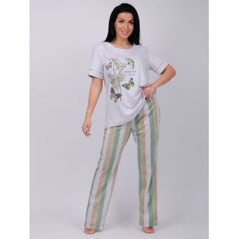 Пижама  женская       из кулирки    футболка с брюками