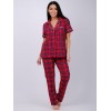 Пижама женская из кулирки рубашка с брюками красная