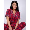 Пижама женская из кулирки рубашка с брюками красная