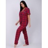 Пижама женская из кулирки рубашка с брюками красная