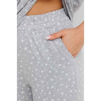 Пижама  женская       из кулирки    футболка с брюками   серая  Горох Kuzina