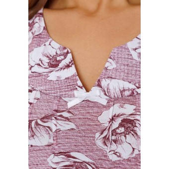 Пижама  женская       из кулирки    футболка с бриджами   розовая  Цветы Kuzina