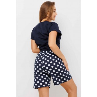 Пижама  женская       из кулирки    футболка с шортами   Темно-синий  Круги Kuzina  