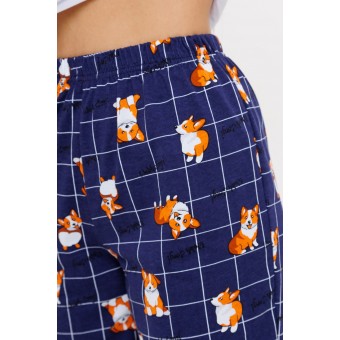 Пижама  женская       из кулирки    майка с шортами   Белый, Синий  Животные Kuzina