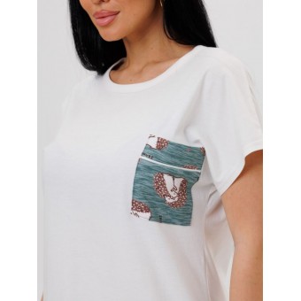 Костюм  женский       из кулирки    футболка с бриджами   Белый, Голубой  Животные Kuzina