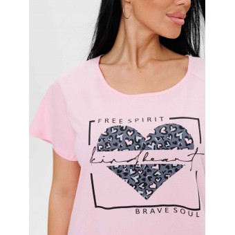 Пижама  женская       из кулирки    футболка с бриджами   Розовый, Серый  Сердечки Kuzina