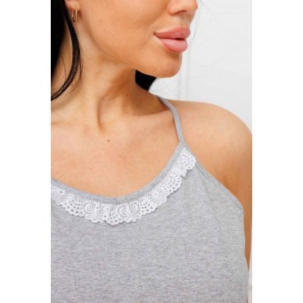 Пижама  женская       из кулирки    майка с шортами   серая  однотонная Kuzina