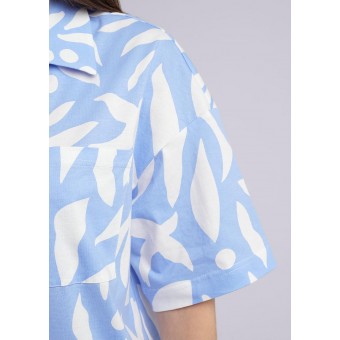 Пижама  женская       трикотажная    рубашка с шортами   Голубой, Белый