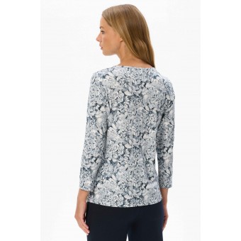 Блузка  женская       из вискозы       Белый, Черный  Цветы