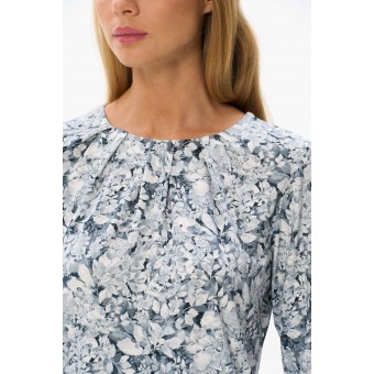 Блузка  женская       из вискозы       Белый, Черный  Цветы