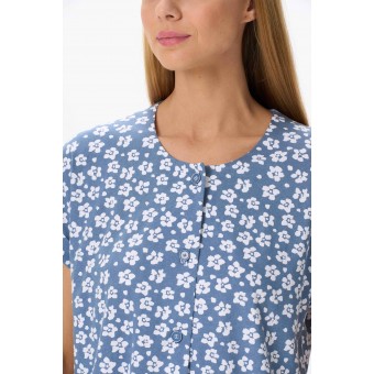 Блузка  женская       трикотажная       Синий  Цветы