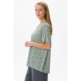 Блузка  женская       Штапель       Зеленый  Абстракция