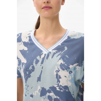 Блузка  женская       Штапель       Синий, Голубой  Абстракция
