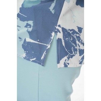 Блузка  женская       Штапель       Синий, Голубой  Абстракция