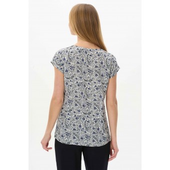 Блузка  женская       Штапель       Белый, Синий  Прованс