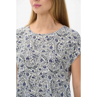 Блузка  женская       Штапель       Белый, Синий  Прованс