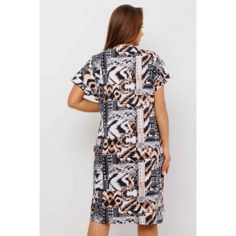 Туника  женская       из кулирки     с коротким рукавом  Розовый, Серый  Абстракция Kuzina