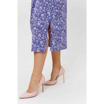 Платье  женское       из кулирки     с коротким рукавом  фиолетовое  Цветы Kuzina