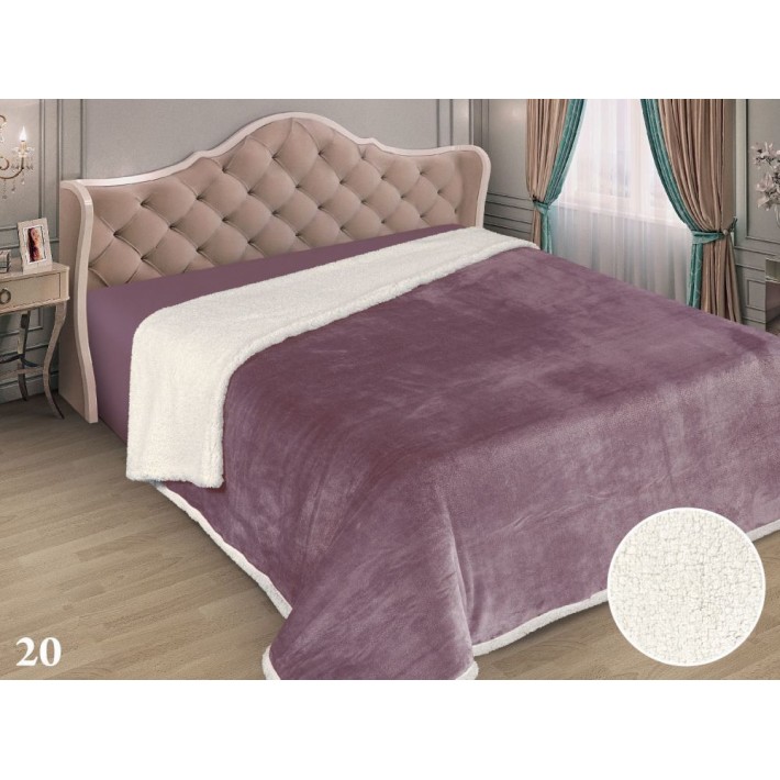Плед кровать 150х220 1,5 спальный из микрофибры 440 г/м2 фиолетовый однотонный Marianna