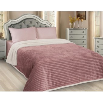 Плед     на кровать 150х220  1,5 спальный из микрофибры  400 г/м2     розовый  Полоска Marianna  