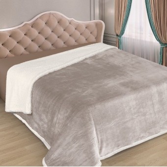 Плед     кровать 150х220  1,5 спальный из микрофибры  440 г/м2     серый  однотонный Marianna  